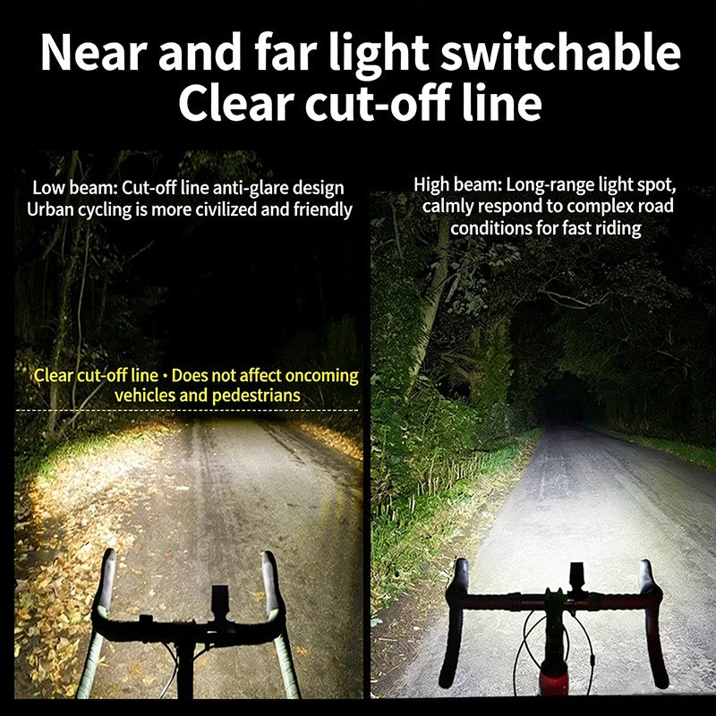 1100LM Wireless Bicycle Headlight with Remote Control USB Rechargeable LED