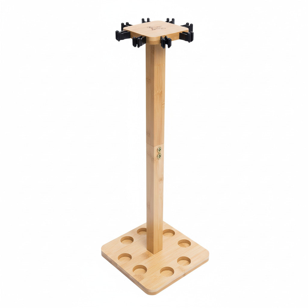 Fishing Rod Holder Rack for Garage - Holds Up to 8 Rods, Bamboo Floor Stand