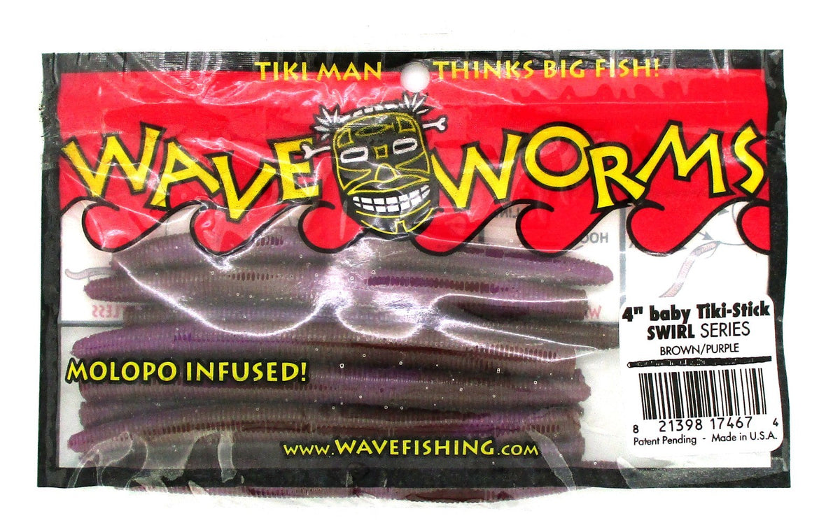 Wave Plastics 4" Baby Tiki-Stick Swirl Series Brown Purple - 3 Packs