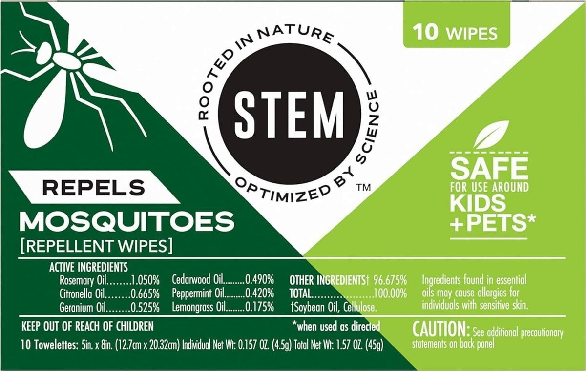 Botanical Mosquito Repellent Wipes - 30 Count Pack of 3, Deet-Free & Safe for Kids & Pets