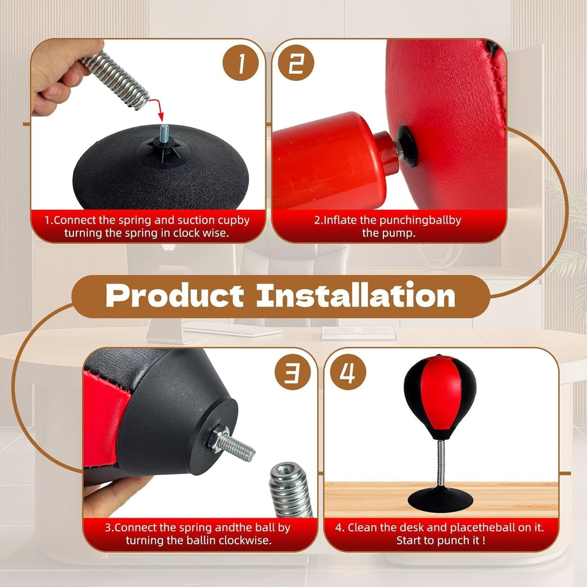 Desktop Punching Ball Stress Relief Toy with Suction Cup Base for Office & Home