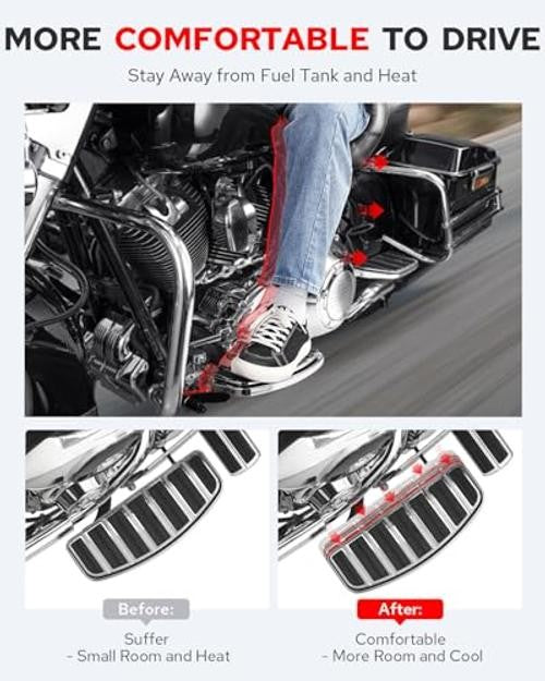 Harley Davidson Driver Floorboard Extensions - 1" & 1.5" Spacer Kit for Comfort