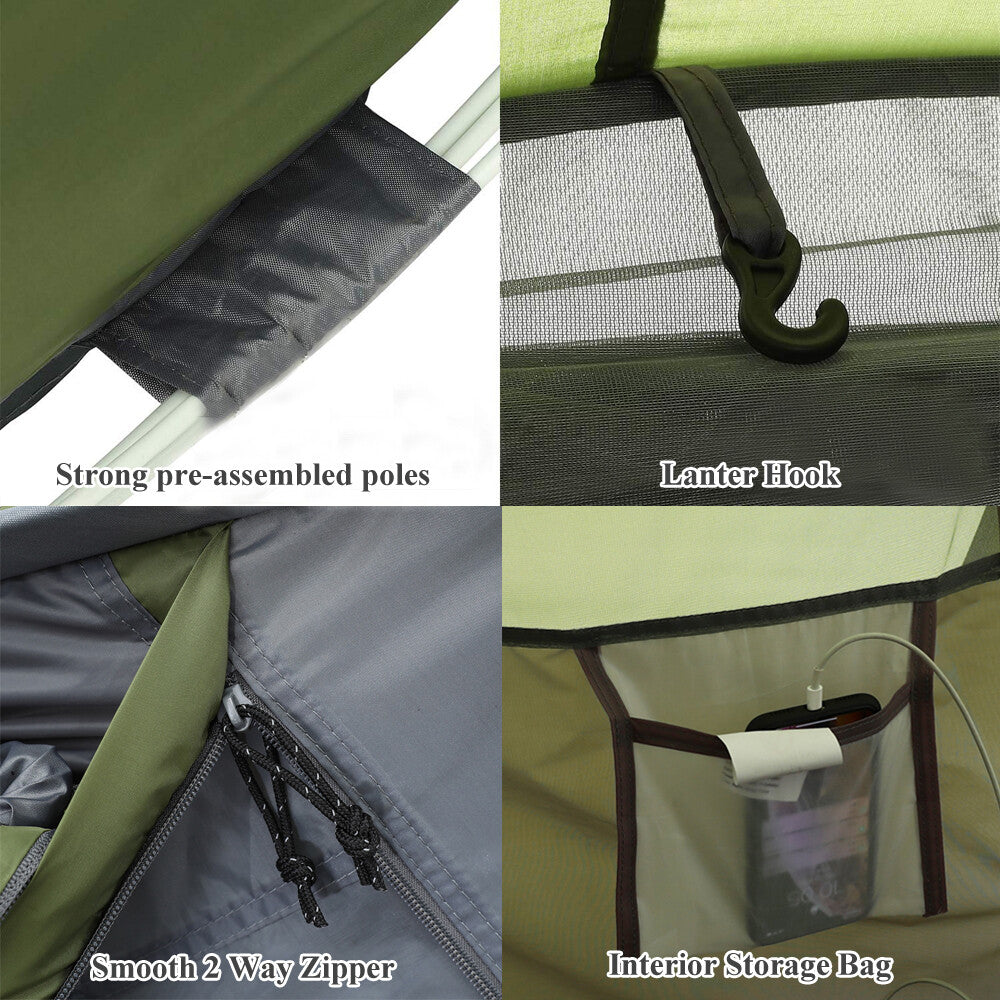 5-6 Person Waterproof Pop Up Camping Tent with Vestibule & Mesh Windows