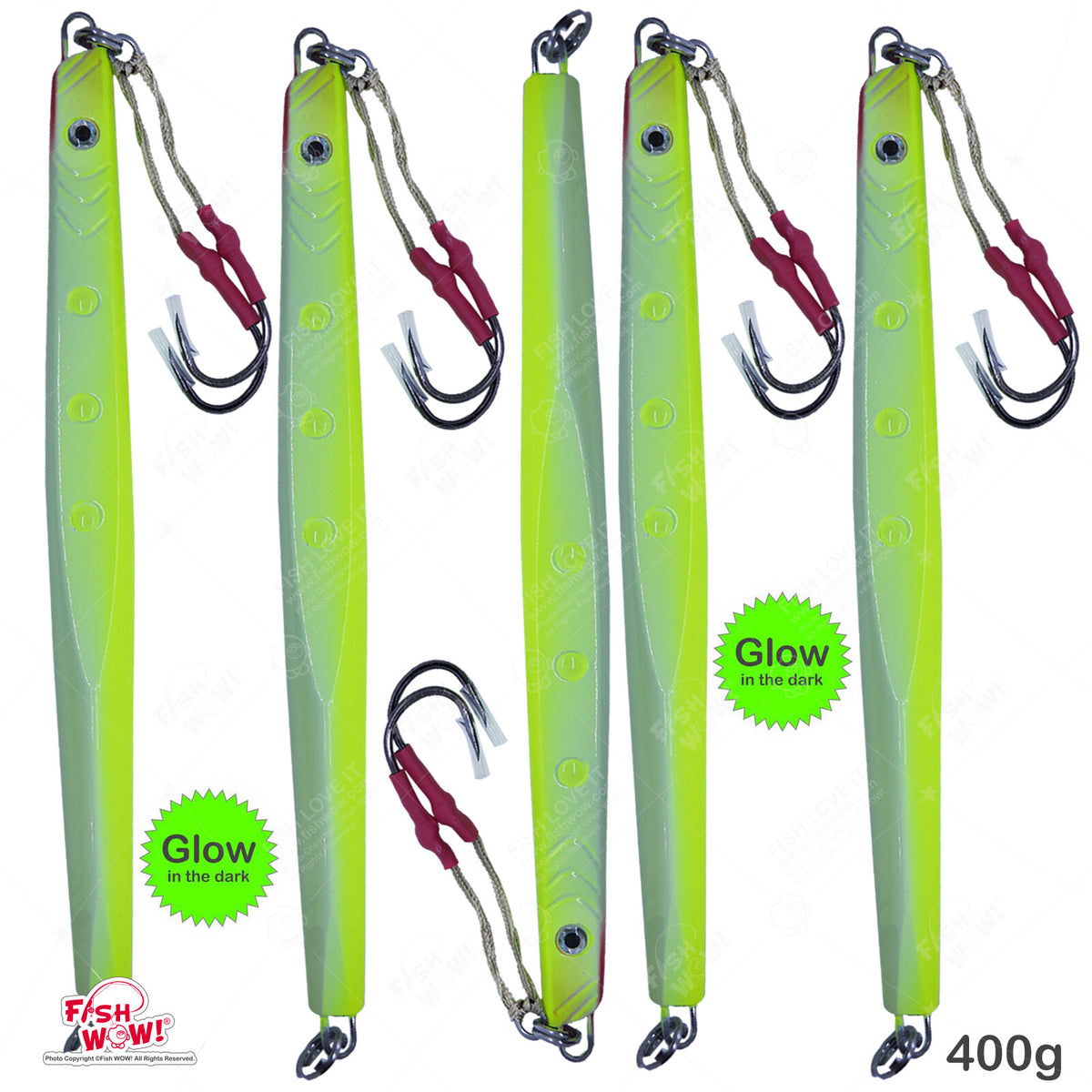 5pcs 400g Glow In The Dark Fishing Speed Jig Lures for Deep Water Trolling