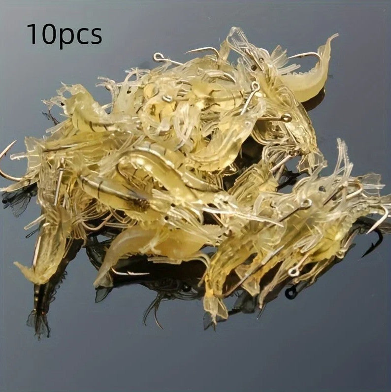 Luminous Soft Shrimp Lures Set - 3D Fish Bait with Hooks & Beads