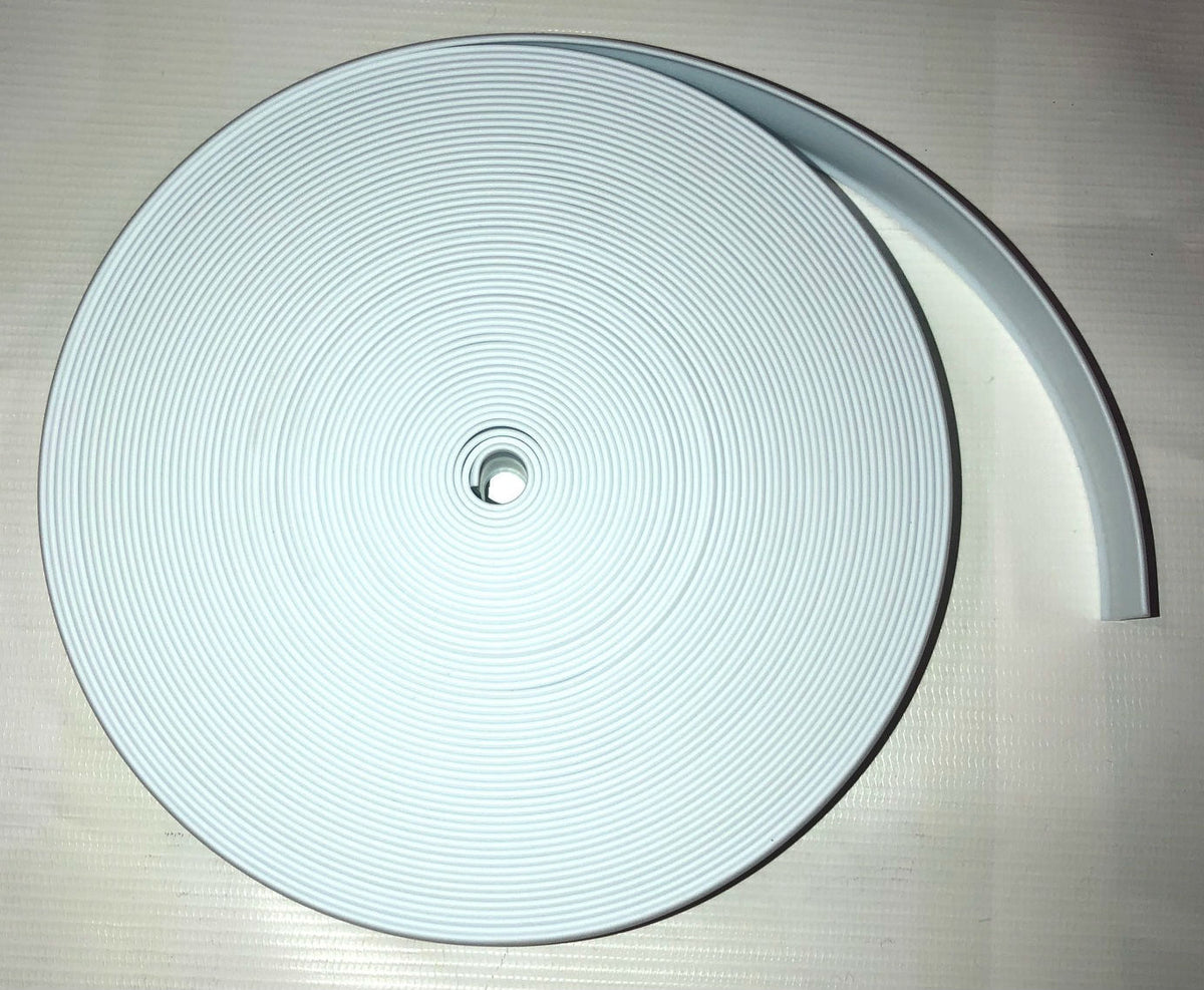 White Vinyl Trim Insert Roll for Trailer Covers - 50 Feet
