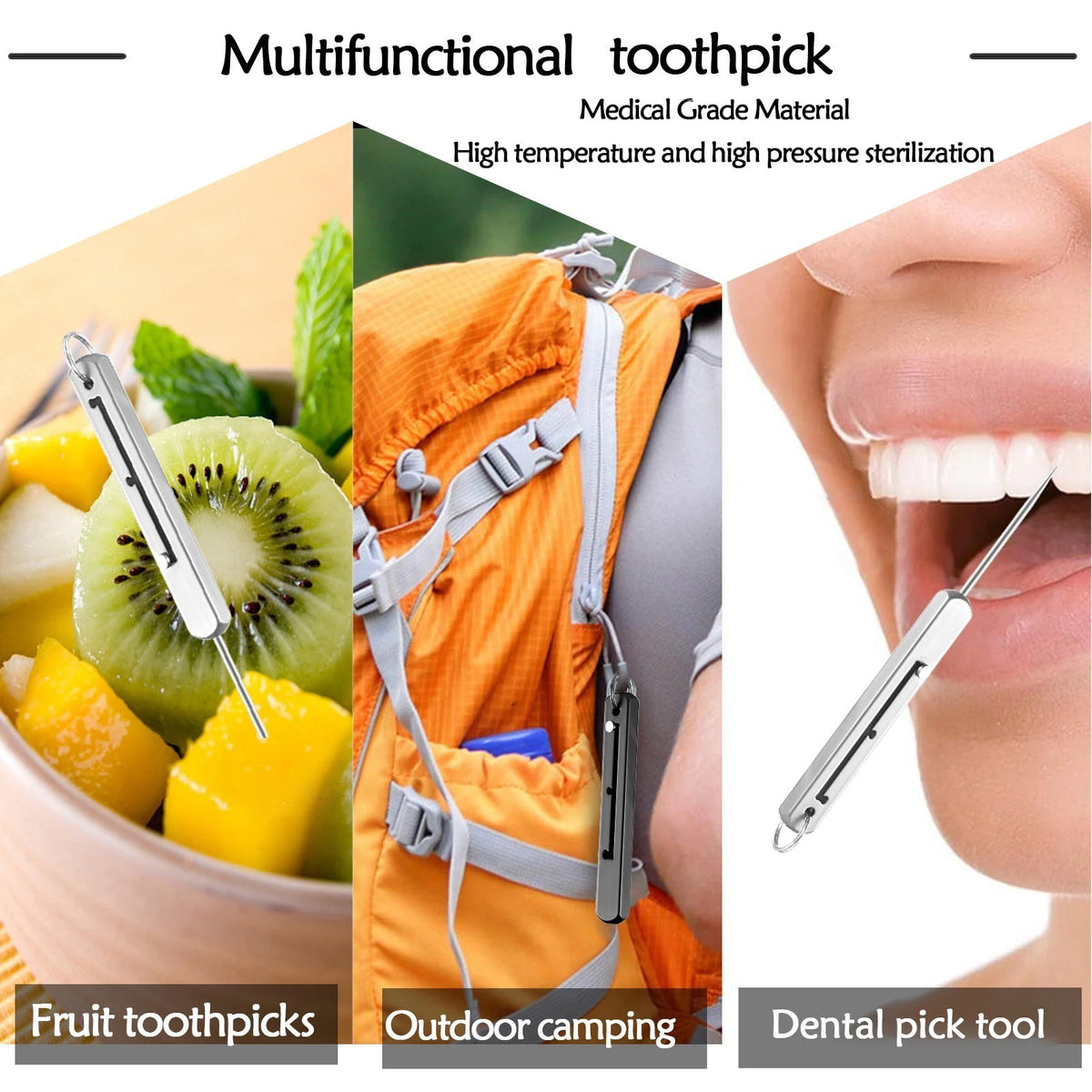 Titanium Pocket Toothpick Holder Portable Metal EDC Camping Tool