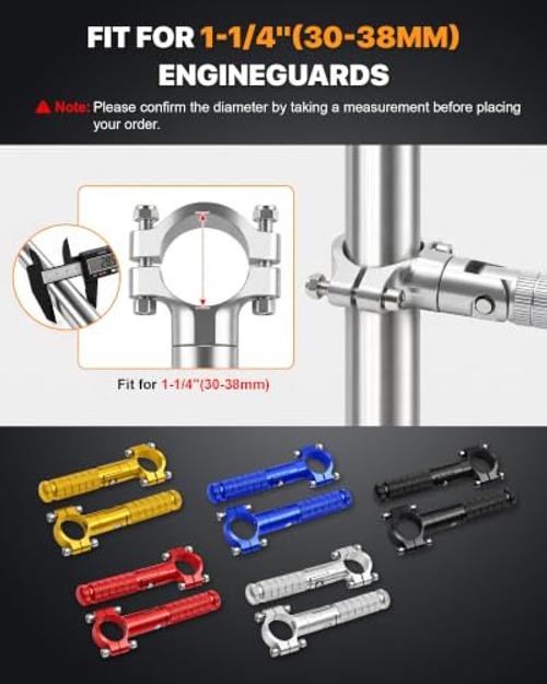 1.25-Inch Folding Motorcycle Footrest Pegs for Harley, Honda, Yamaha, ATV, Scooter