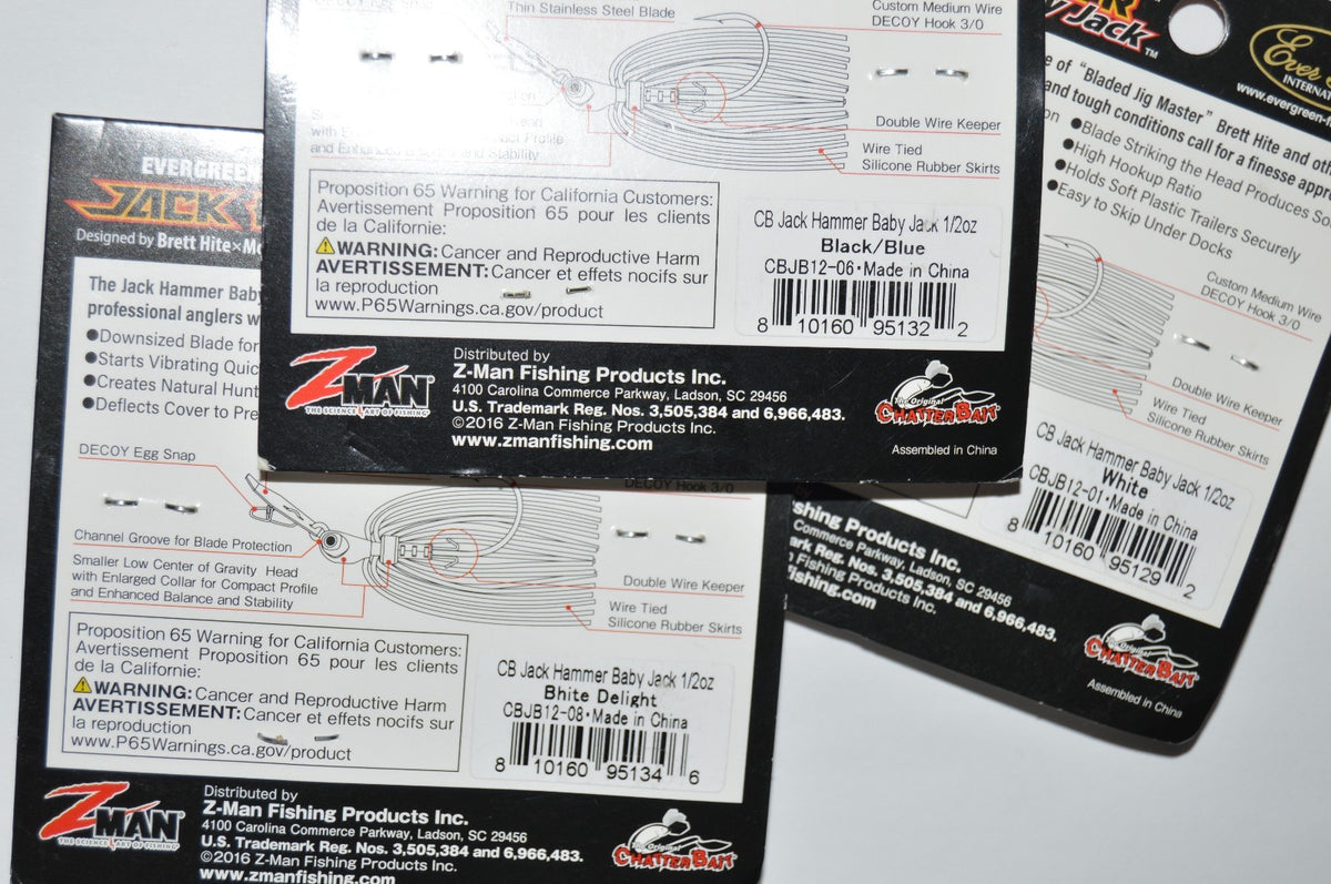 3-Piece Bladed Jig Lure Set - 1/2oz Evergreen Baby Jack Hammer Assortment