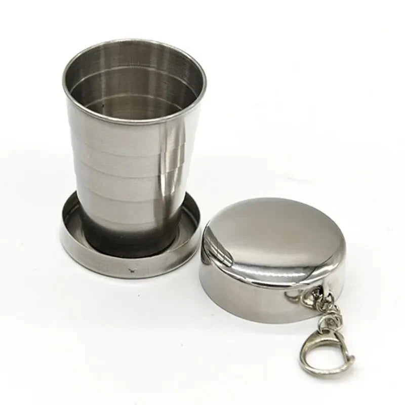 Stainless Steel Portable Outdoor Collapsible Camping Cup - Folding Travel Mug