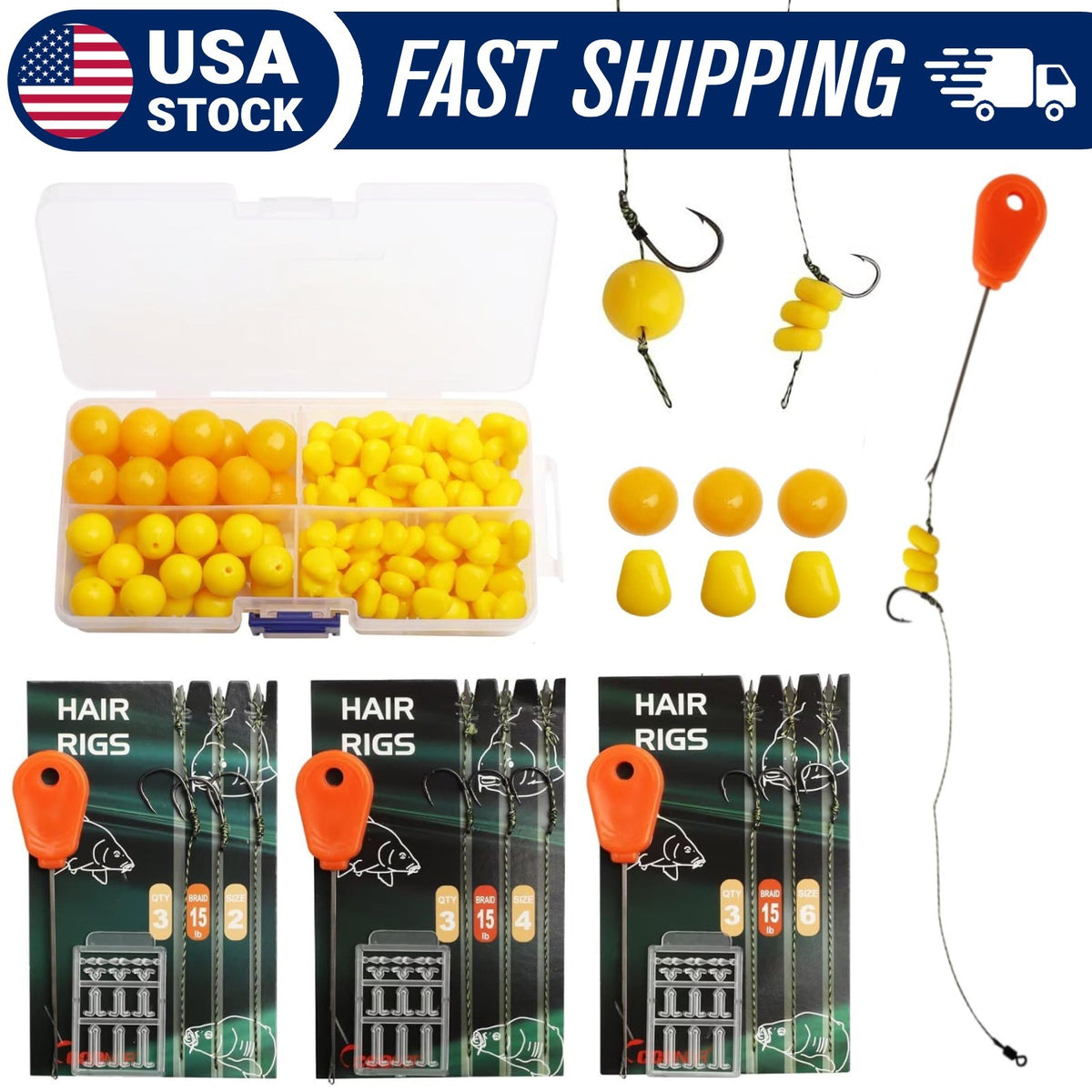 Carp Fishing Hair Rig Kit with Hooks, Bait & Accessories - 151 Pieces