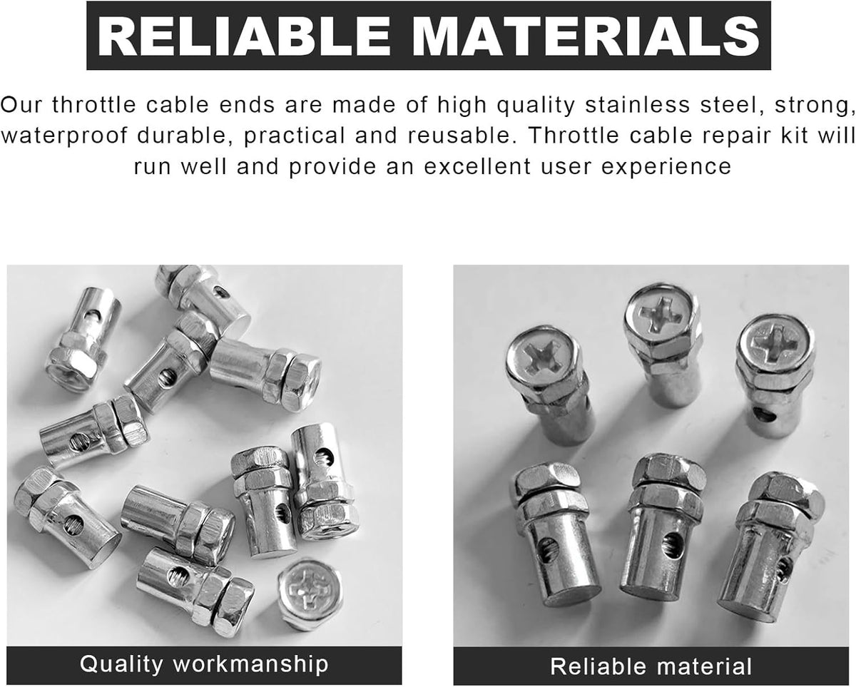 20 PCS Throttle Brake Cable Ends for Bikes and Motorcycles - Silver