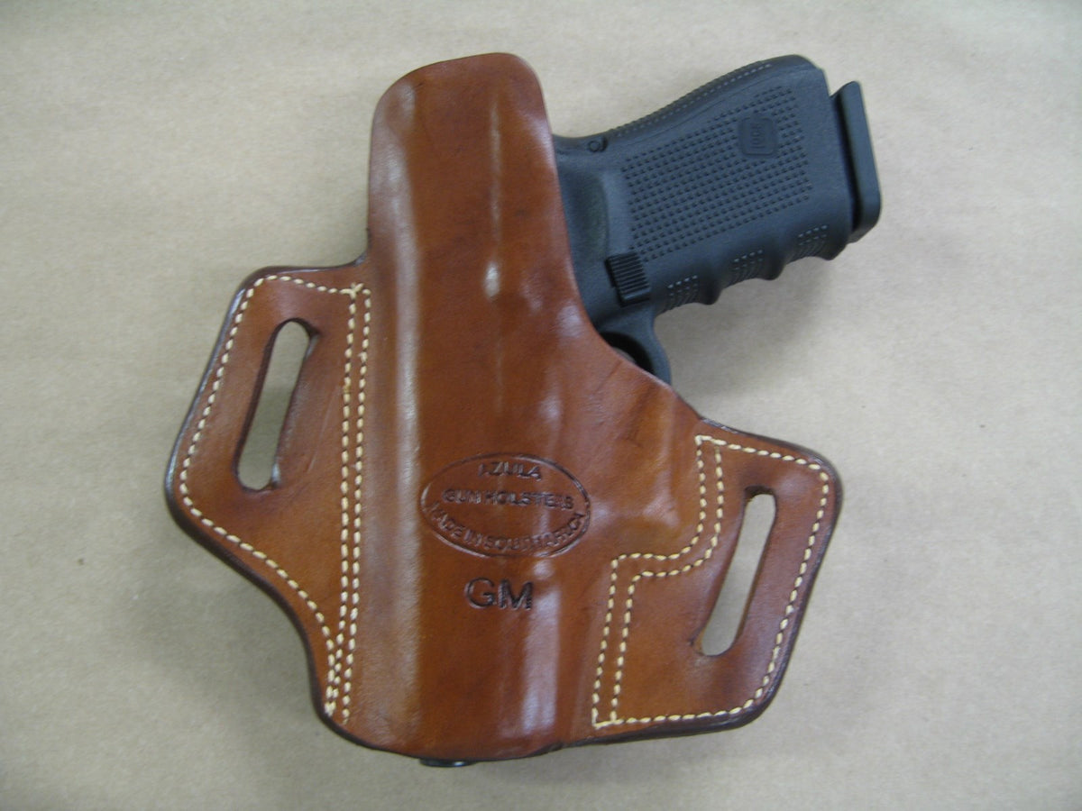 Leather OWB Pancake Belt Holster for 30+ Gun Models, Custom Fit, Right/Left Hand