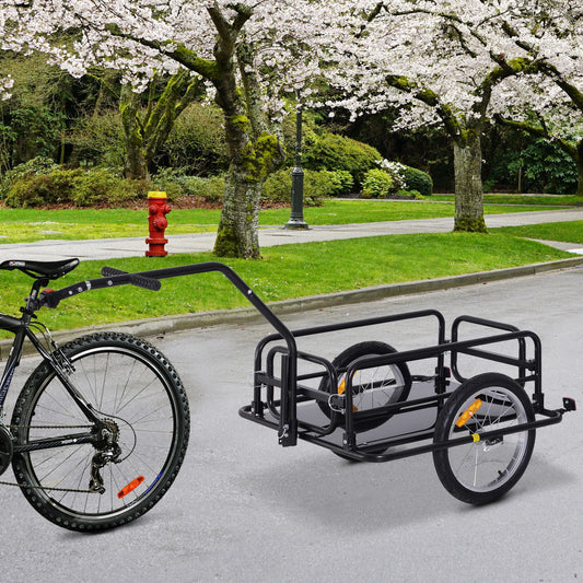 Heavy Duty Folding Bicycle Cargo Trailer with Hitch and 88 lbs Capacity - Black