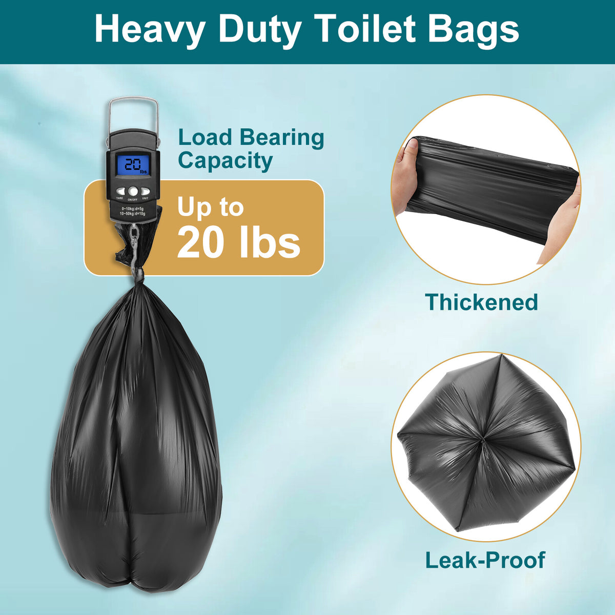 80 Count Compostable Portable Toilet Bags 12 Gallon for Camping & Outdoor Use