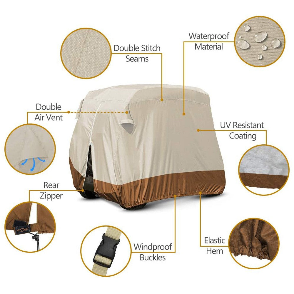 Waterproof 4 Passenger Golf Cart Cover 420D Heavy Duty for EZGO Club Car Yamaha