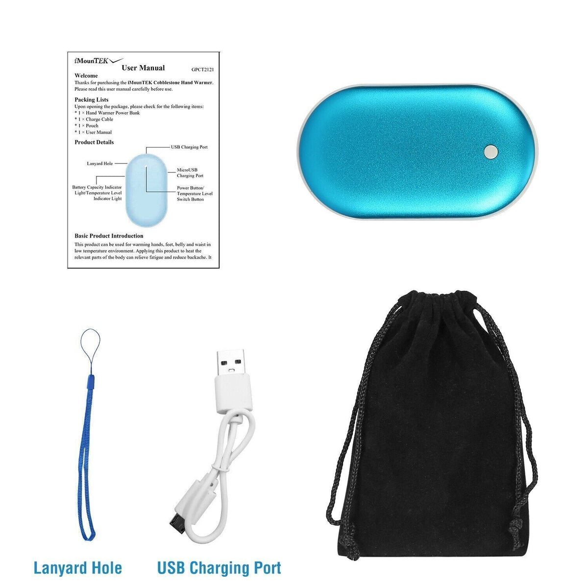 Rechargeable Hand Warmers Power Bank with USB Charging and Adjustable Heat