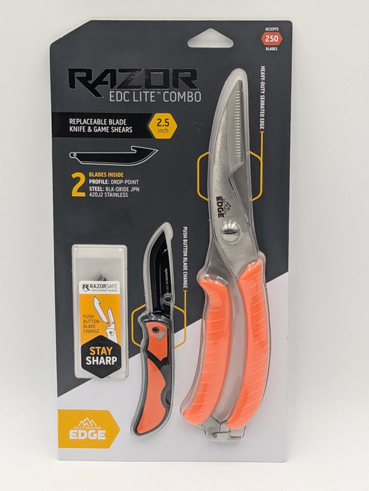 Outdoor Edge Razor EDC Lite 2.5-Inch Knife & Game Shears Set Orange