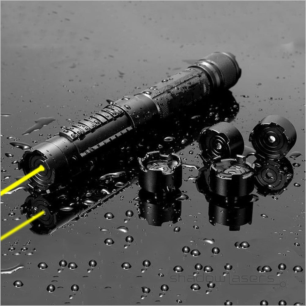593nm Yellow Handheld Laser Pointer with Adjustable Focus and Safety Goggles