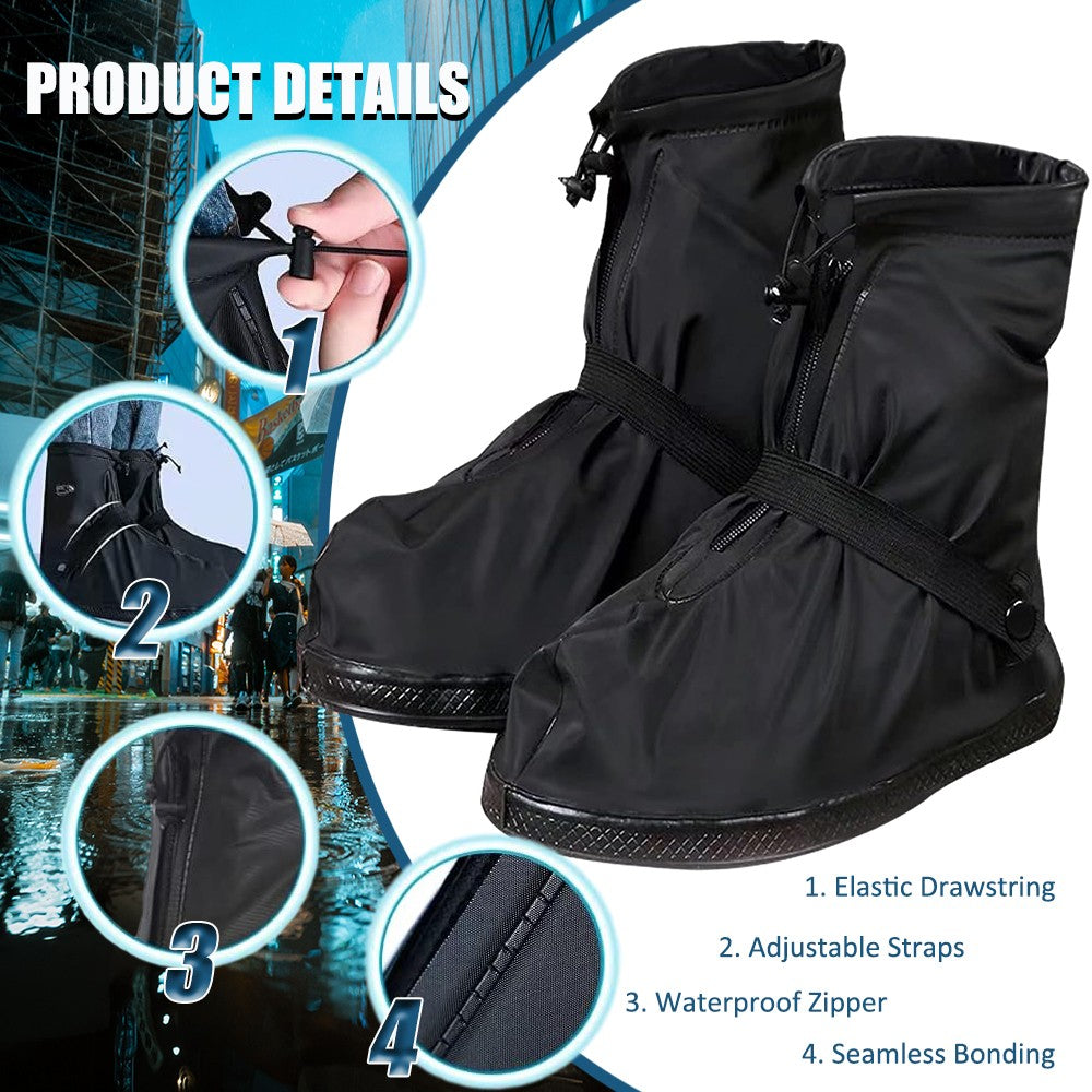 All-Season Waterproof Shoe Covers - Reusable Rubber Rain Boot Protectors