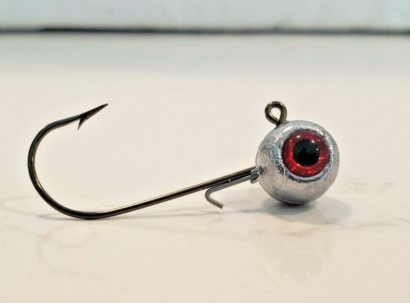 Unpainted Fish Jig Heads with 3D Eyes - Multiple Weights & Colors, Pack of 5