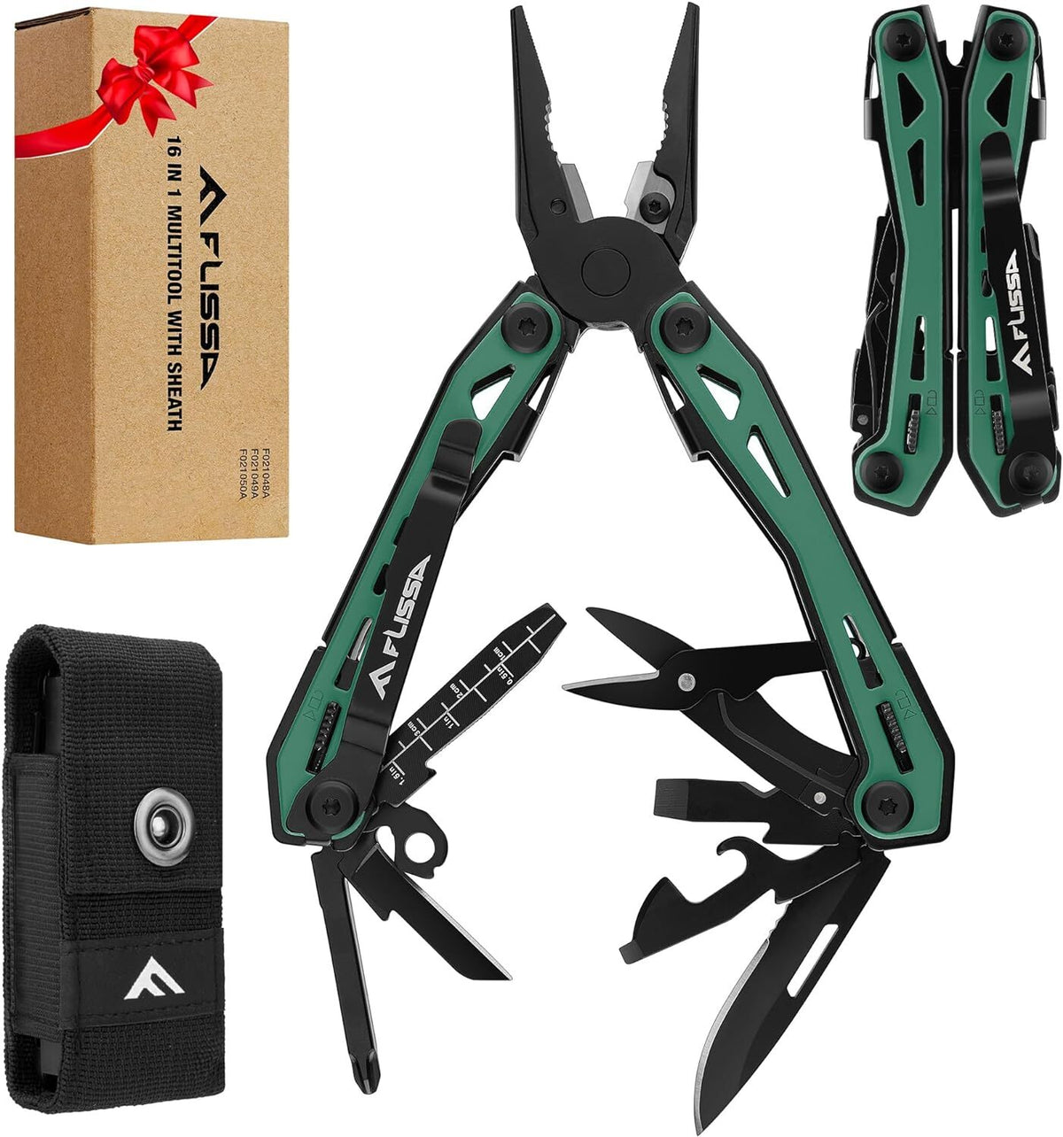 16-in-1 Multi Tool Pliers Stainless Steel EDC with Pocket Knife, Belt Clip