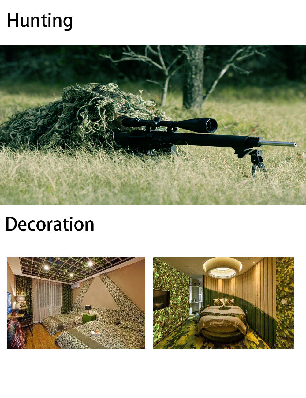 Woodland Camouflage Mesh Netting for Camping Hunting & Outdoor Decor