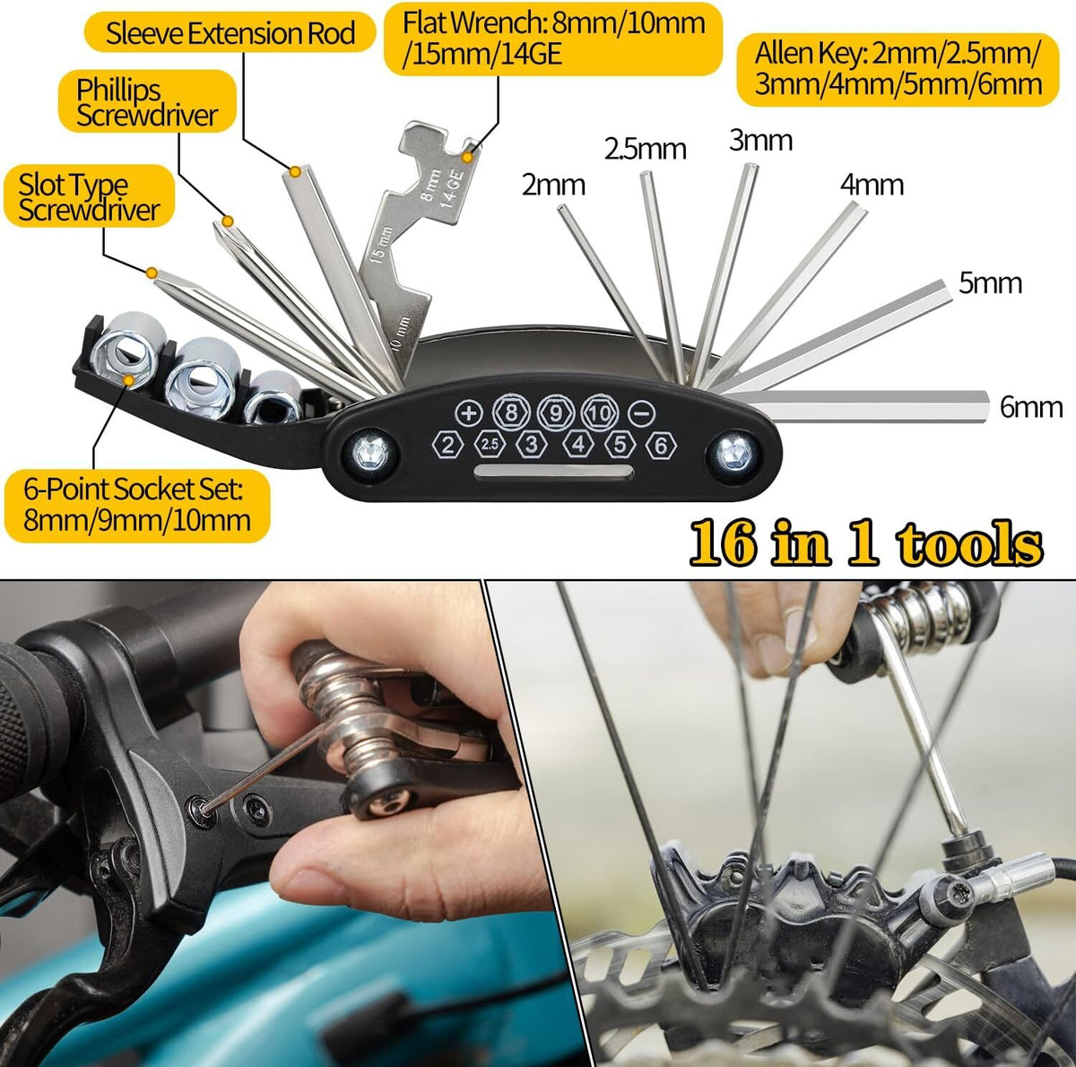 Bike Repair Kit with Tire Pump and Multi-Tool - Portable Bicycle Repair Set