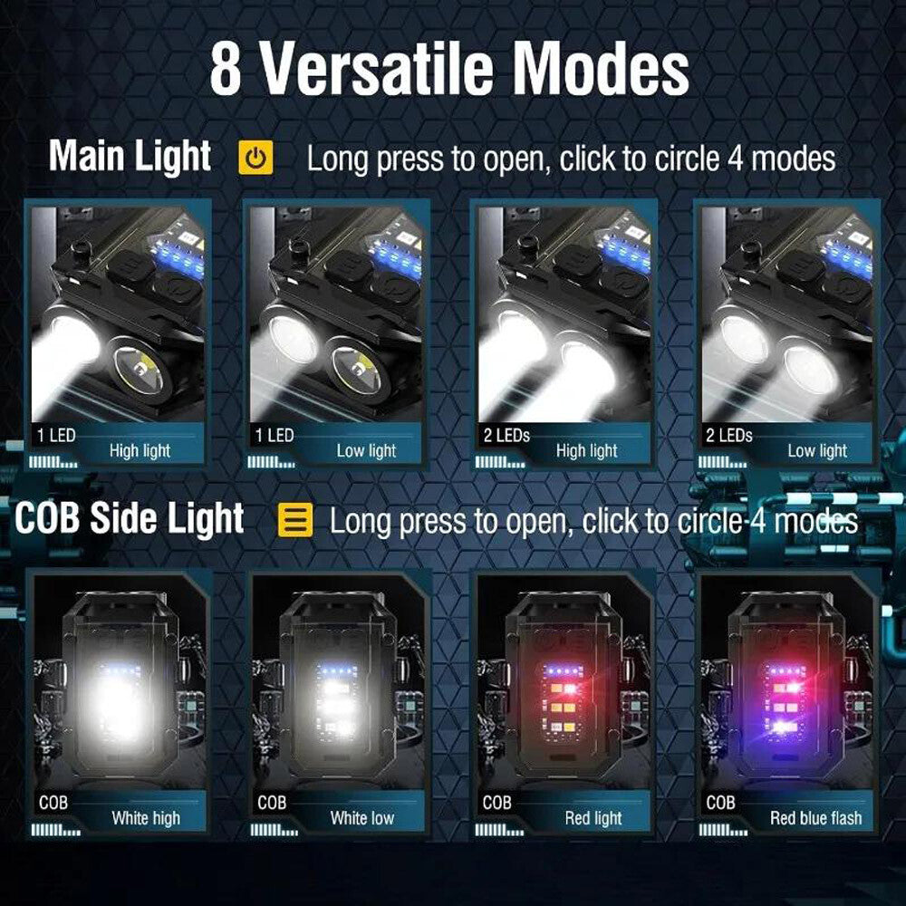 2PCS Rechargeable Mini LED Keychain Flashlight with COB Portable Light