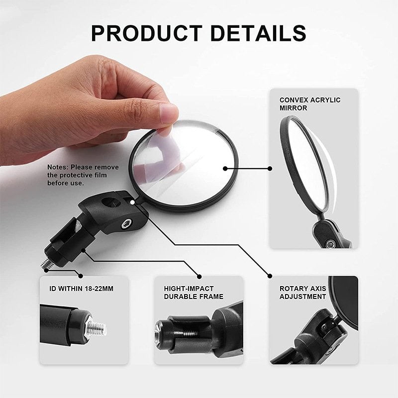Bike Mirror Set 2pcs Bar End Bicycle Rear View Mirrors for Handlebar Cycling
