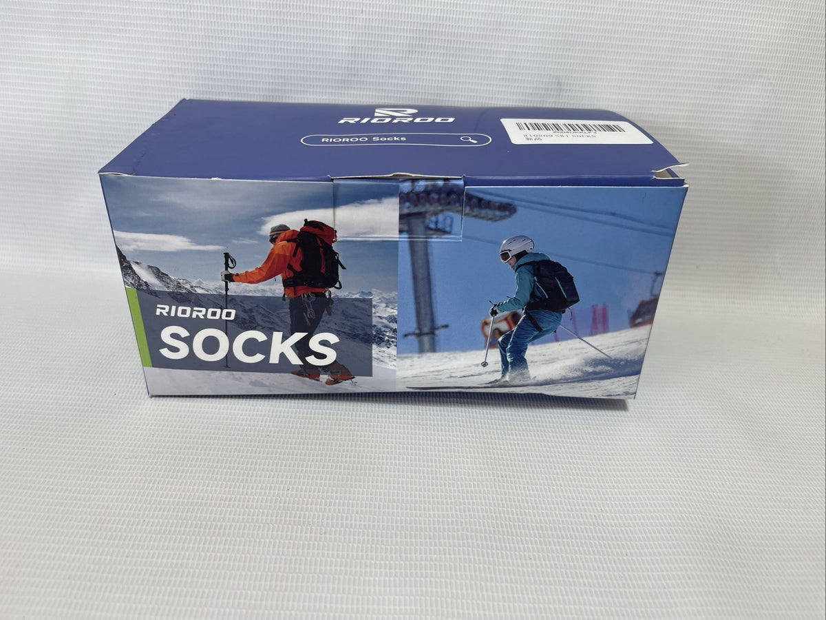 Men's and Women's Ski Socks 2 Pair Set - Black Striped Medium