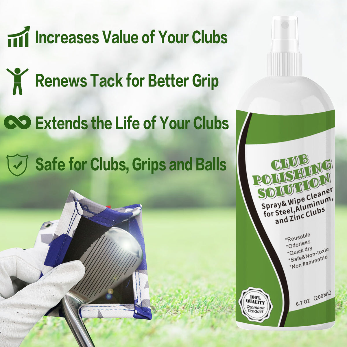 Golf Club Polishing Agent for Iron and Driver Shine - 200ml