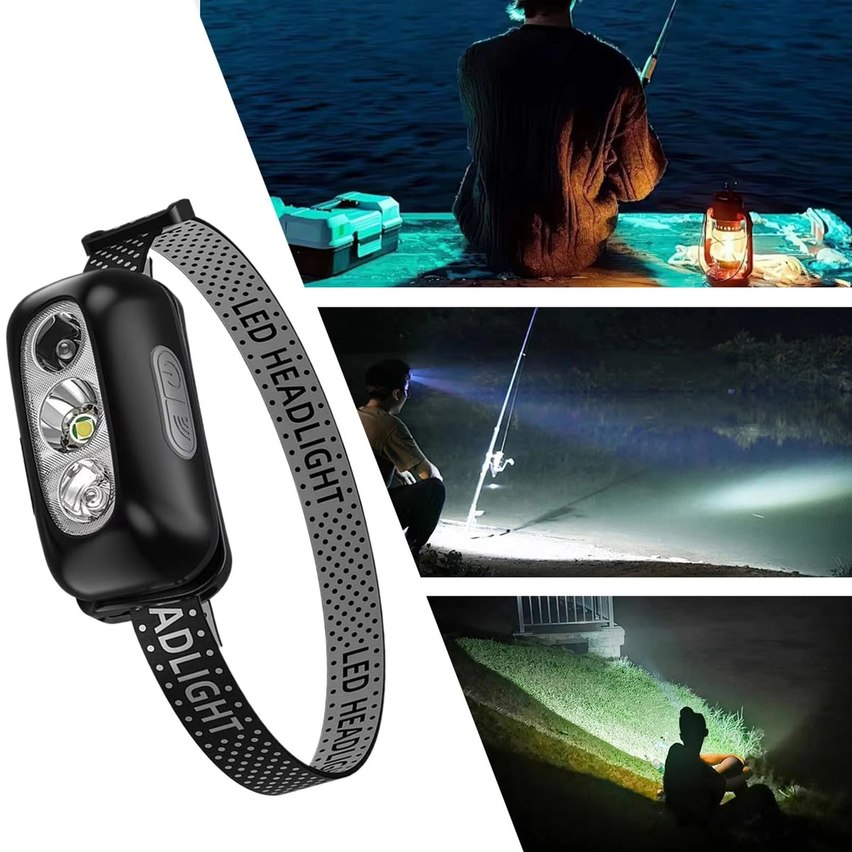 Rechargeable LED Headlamp Waterproof Head Torch for Camping and Outdoor Activities