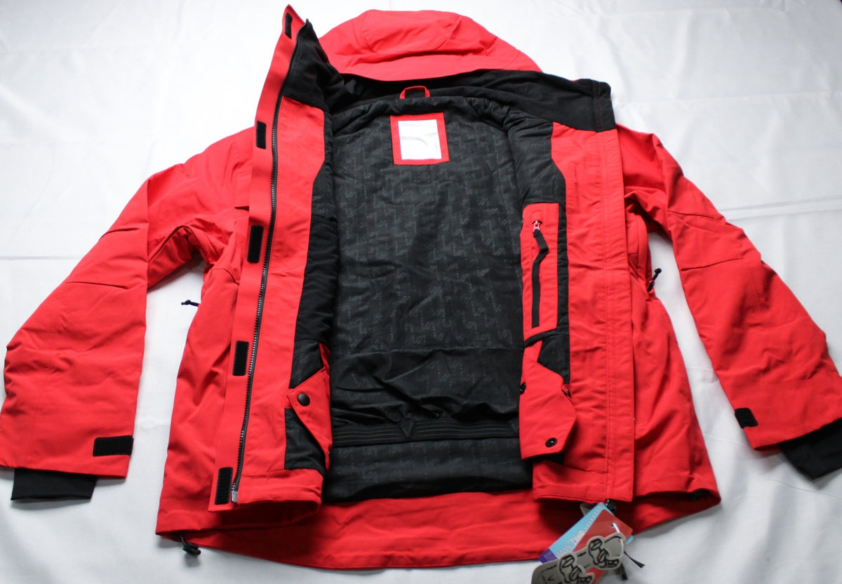 Women's Insulated Ski Jacket with Hood - Aurora Red, Size Large
