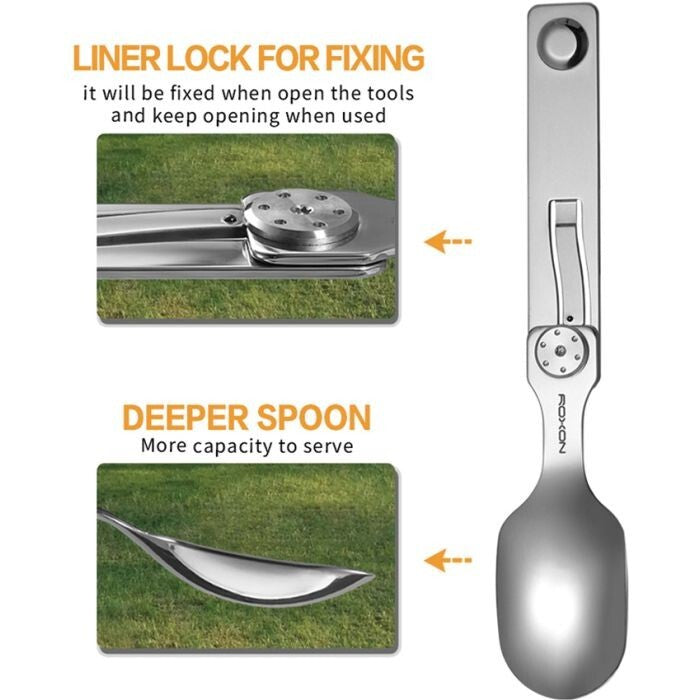 2-in-1 Camping Utensil Set with Detachable Spoon and Fork - Strong Magnet