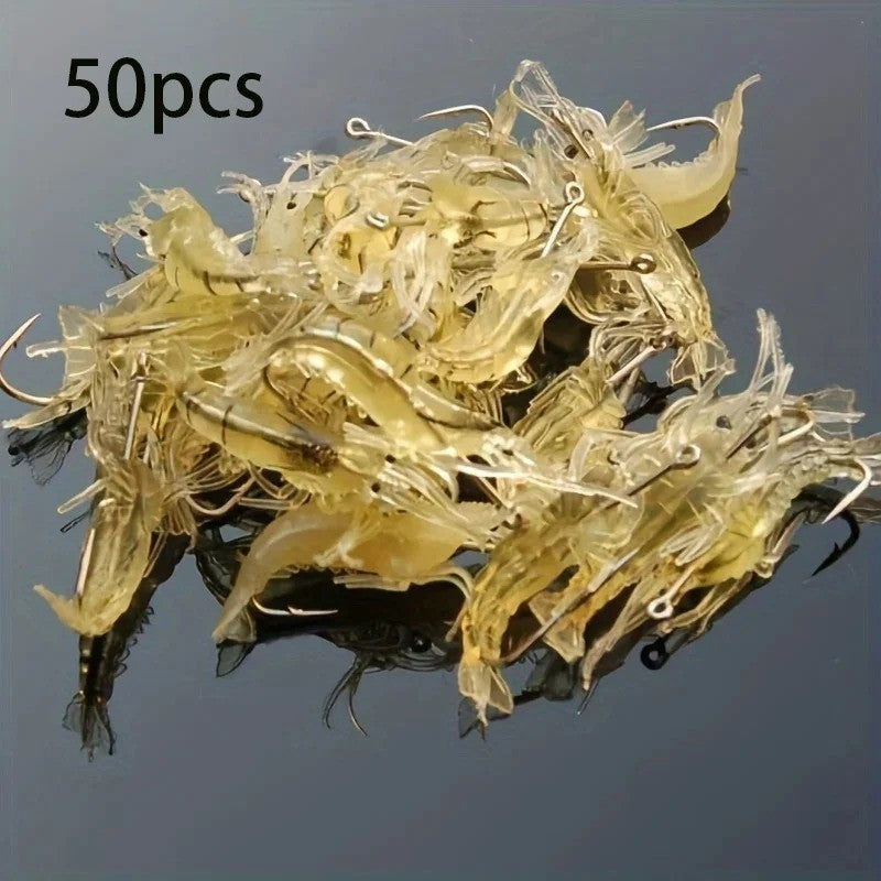 Soft Shrimp Fishing Lures Set - Luminous Bait Hooks for Saltwater & Freshwater