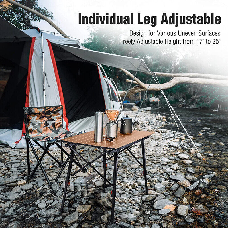 Lightweight Aluminum Folding Beach Table with Adjustable Legs