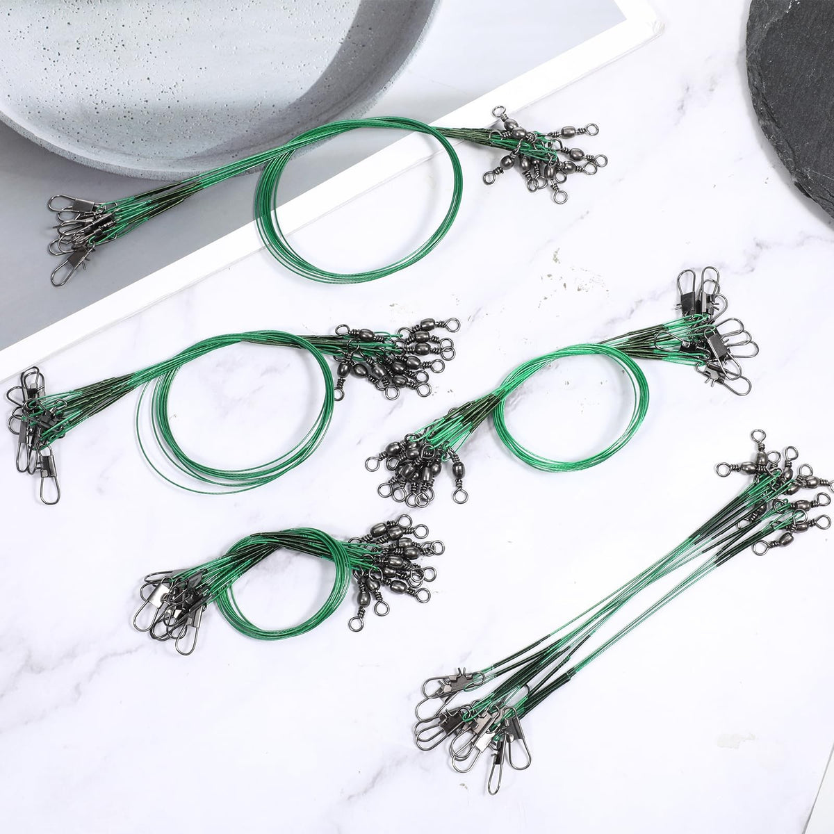 Fishing Leaders with Swivels 50 Pack Steel Wire for Saltwater & Freshwater Fishing