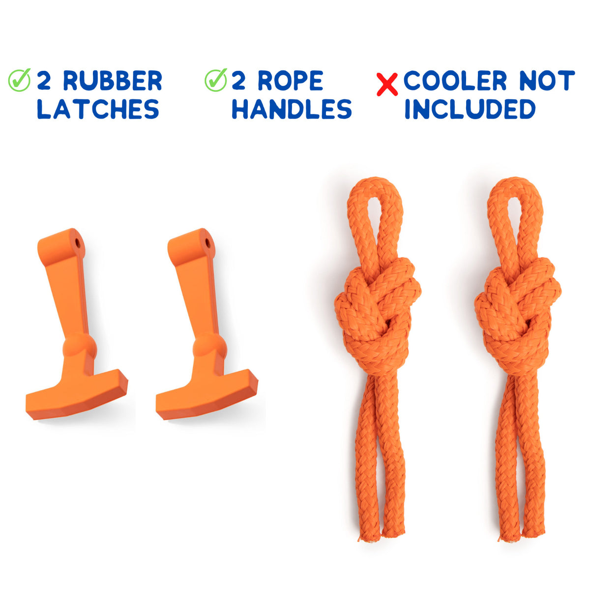 Rubber Latch Kit with Rope Handles for YETI & RTIC Coolers - Blaze Orange
