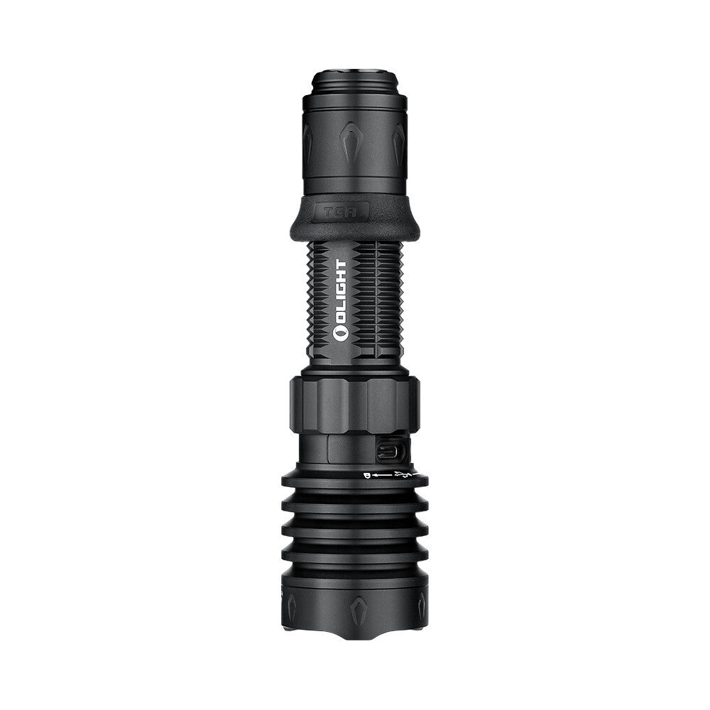 Rechargeable Tactical Flashlight with Holster - 2600 Lumens, USB-C, Black