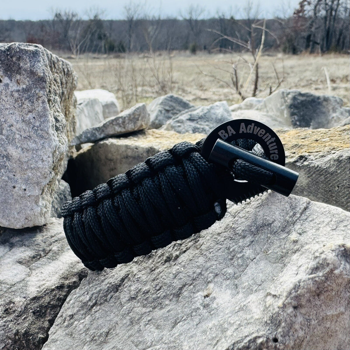 Survival Paracord Bracelet with Fire Starter - Black, Green, Brown