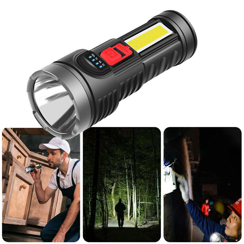 Rechargeable LED Tactical Flashlight - Waterproof Handheld Torch USB & Battery Included