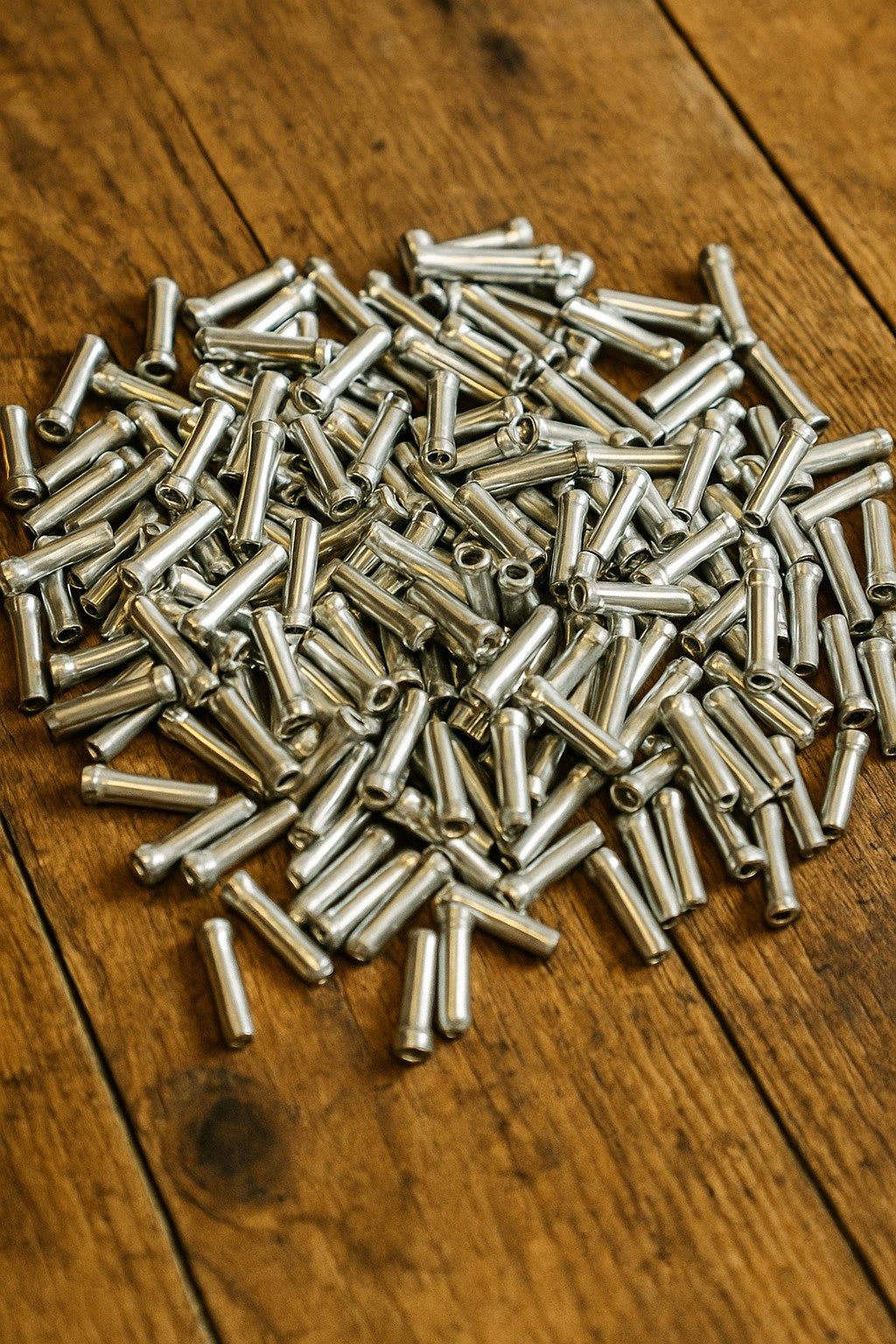 Bike Cable End Caps Set - Silver Aluminum Crimp for Brake & Gear Wires