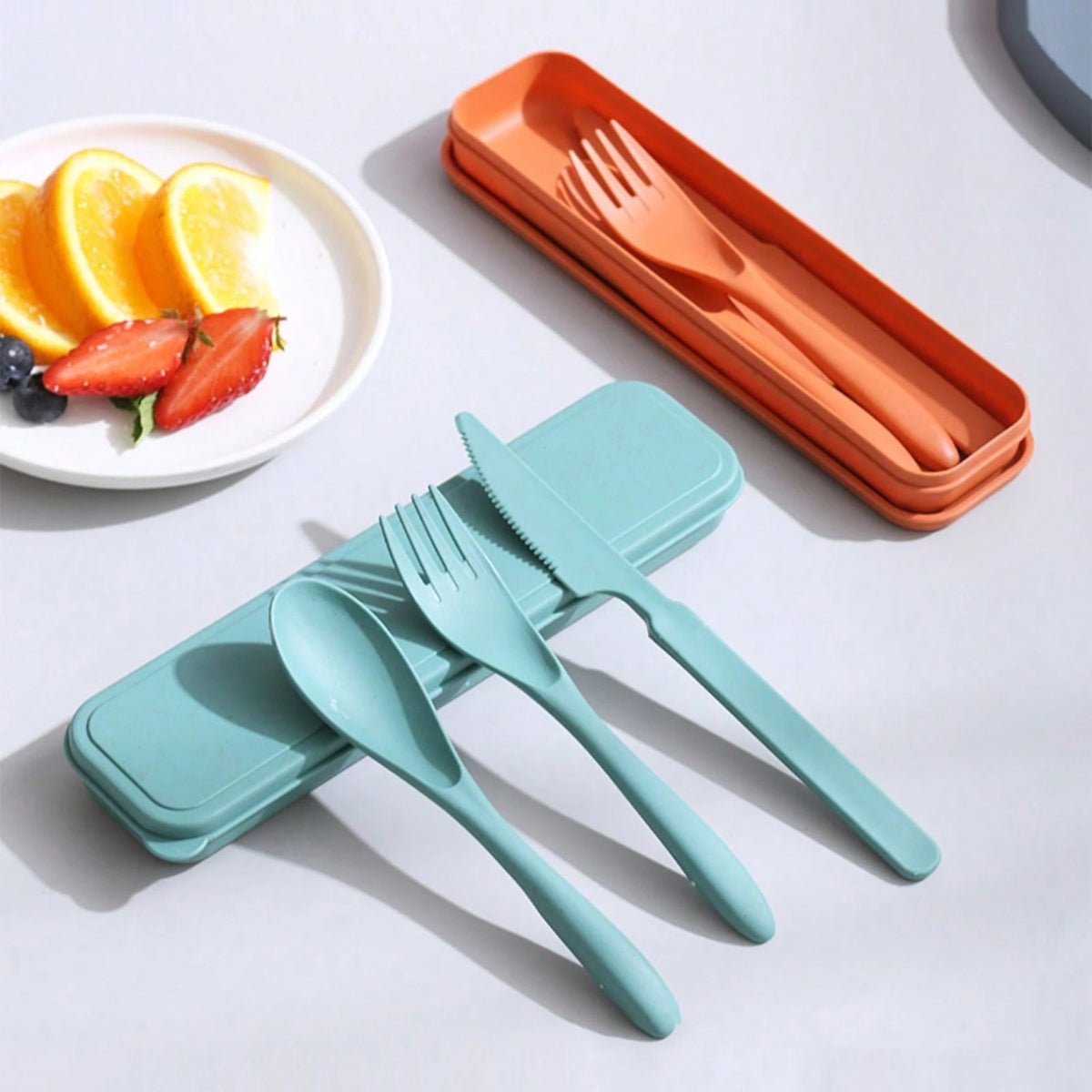 Reusable Travel Utensil Set with Box - Eco-Friendly Cutlery for Camping and Lunch