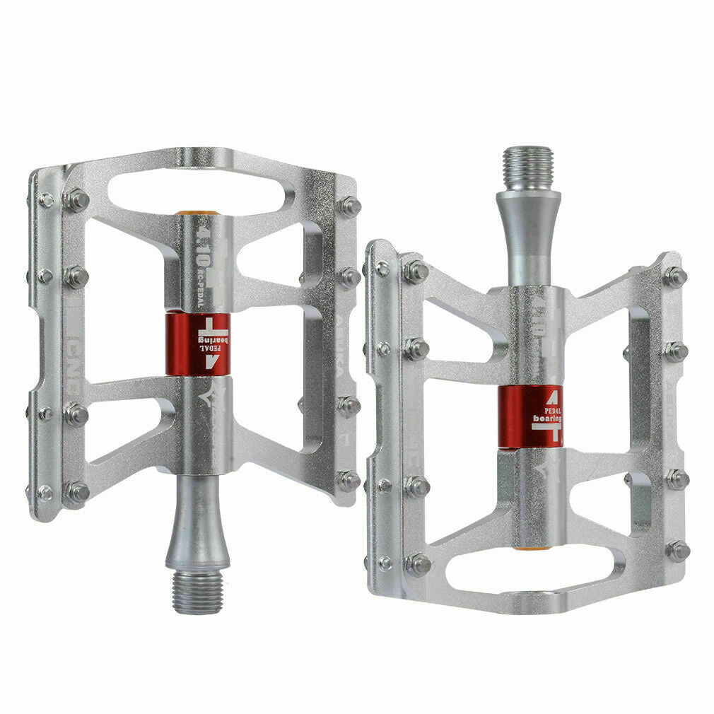 Bike Pedals Flat Aluminum Alloy 4 Bearings 9/16" Platform Cycling Accessories