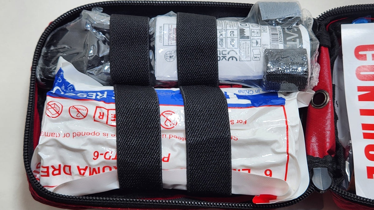 Bleeding Control Kit with Tourniquet for Emergency First Aid - Red Pouch
