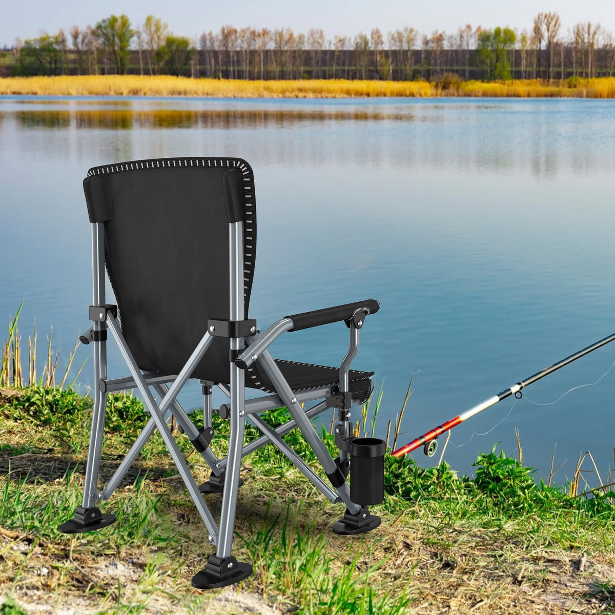 Heavy Duty Portable Camping Chair with Cup Holder and Oversized Design