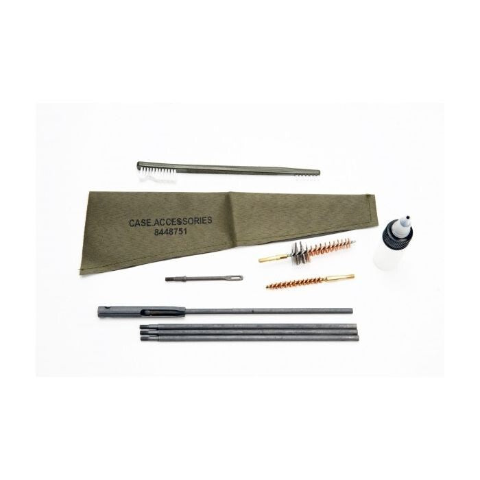 Military Style Rifle Butt Stock Cleaning Kit with Patches & Brushes