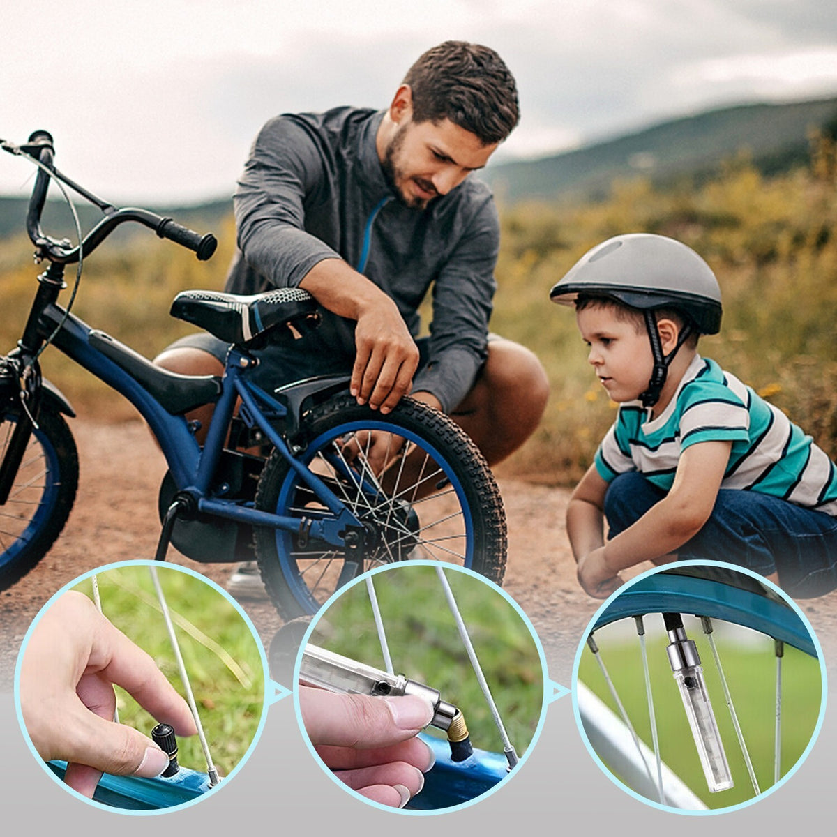 Waterproof LED Bicycle Rim Lights 2 Pack for Wheel Valve with 7 Modes