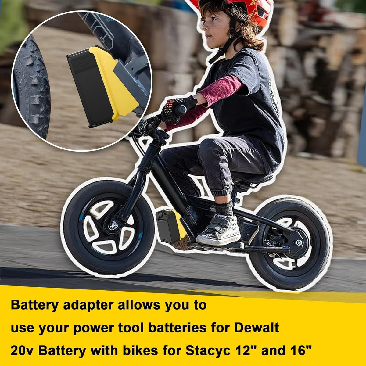 Battery Adapter for Stacyc 12" 16" Bikes - Dewalt 20V Compatible